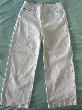 Tommy Hilfiger White Wide-Leg Button-Front Jeans